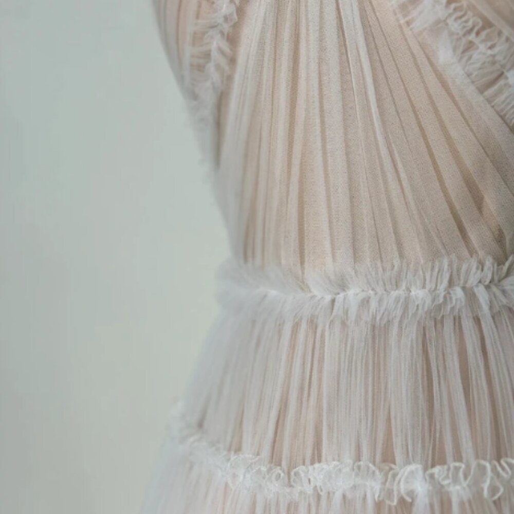 Brand New US 4 Anna Augusta White Maxi Evening Dress with Nude Lining - Picture 7 of 8